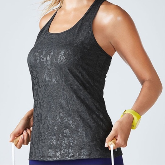 Fabletics Eiffel Tank Charcoal Petal Print Size Large NWT - Picture 1 of 7